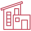 Modern house outline in red