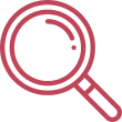Magnifying glass icon, red outline
